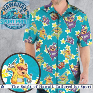 Teletubbies Ninja Turtles Mashup Tropical Hawaiian Shirt