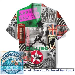 The Clash London Calling Punk Rock Band Collage Music Hawaiian Shirt