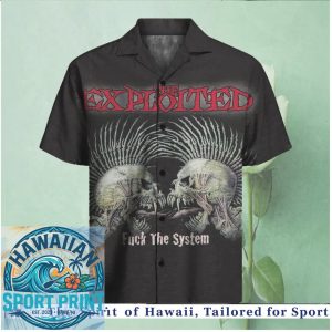 The Exploited Fuck The System Punk Rock Skull Graphic Hawaiian Shirt