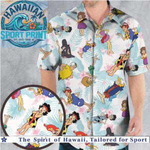 The Flintstones Tropical Palm Leaves Floral Hawaiian Shirt