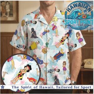 The Flintstones Tropical Palm Leaves Floral Hawaiian Shirt