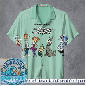 The Jetsons Classic Cartoon Family Retro Mint Hawaiian Shirt