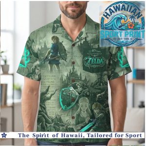 The Legend of Zelda 40th Anniversary Link Green Toile Hawaiian Shirt