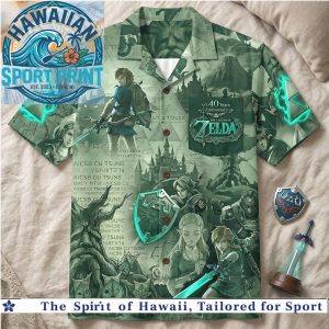 The Legend of Zelda 40th Anniversary Link Green Toile Hawaiian Shirt