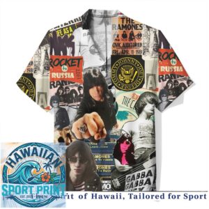The Ramones Punk Rock Band Classic Album Collage Hawaiian Shirt