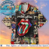 The Rolling Stones Tongue Logo Vintage Tour Collage Hawaiian Shirt The Rolling Stones Tongue Logo Vintage Tour Collage Hawaiian Shirt