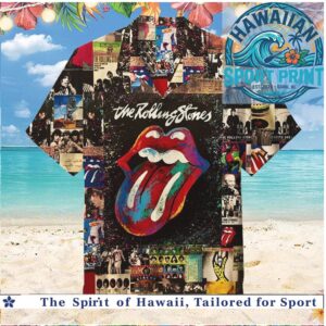 The Rolling Stones Tongue Logo Vintage Tour Collage Hawaiian Shirt