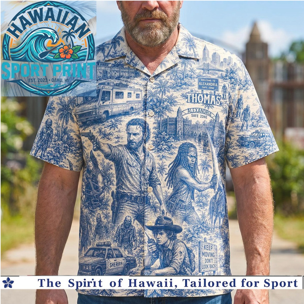 The Walking Dead Sheriff Rick Grimes Toile de Jouy Hawaiian Shirt The Walking Dead Sheriff Rick Grimes Toile de Jouy Hawaiian Shirt