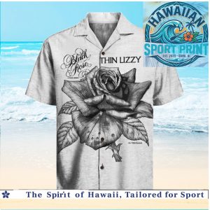 Thin Lizzy Black Rose Classic Rock Band Floral Hawaiian Shirt