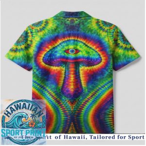Trippy Magic Mushroom Psychedelic Tie Dye Festival Hawaiian Shirt
