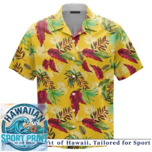 Tropical Yellow Botanical Leaves Summer Floral Aloha Hawaiian Shirt