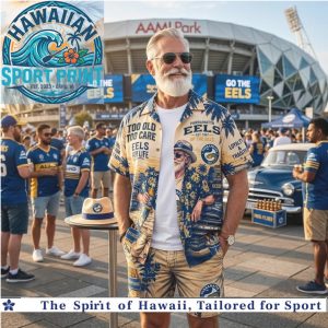 Parramatta Eels NRL Fan Too Old To Care Tropical Summer Hawaiian Shirt