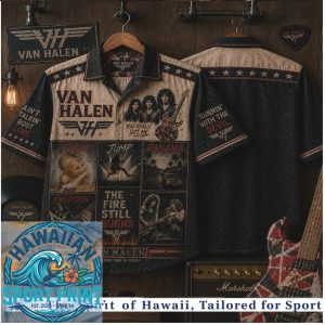 Van Halen Classic Rock Vintage Guitar Art Hawaiian Shirt