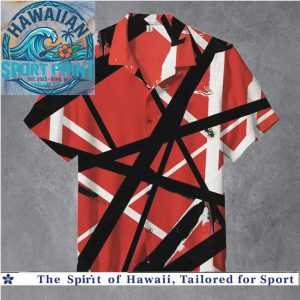 Van Halen Frankenstein Guitar Striped Rocker Hawaiian Shirt