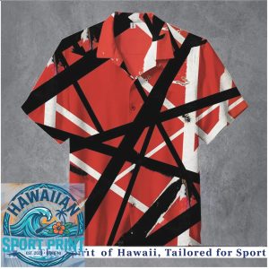 Van Halen Frankenstein Guitar Striped Rocker Hawaiian Shirt