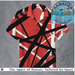 Van Halen Frankenstrat Red Black Stripes Rock Guitar Hawaiian Shirt