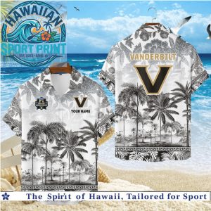 Vanderbilt University Gold Palm Tree Tropical Summer Hawaiian Shirt
