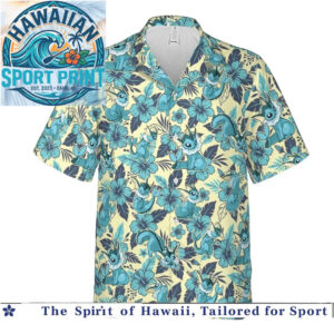 Vaporeon Water Pokemon Blue Floral Tropical Hawaiian Shirt
