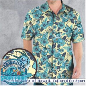 Vaporeon Water Pokemon Blue Floral Tropical Hawaiian Shirt