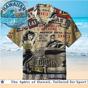 Vintage 2013 Rockabilly Las Vegas Pinup Summer Hawaiian Shirt