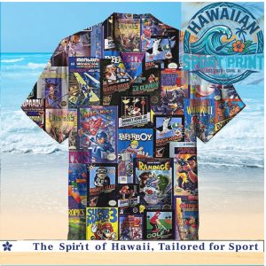 Vintage 8 Bit Retro Video Game Collage Gamer Hawaiian Shirt