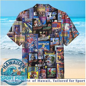 Vintage 8 Bit Retro Video Game Collage Gamer Hawaiian Shirt