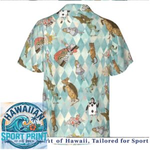 Vintage Alice in Wonderland Characters Argyle Hawaiian Shirt