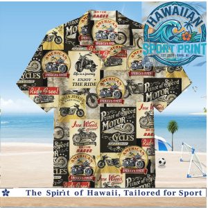 Vintage American Motorcycle Ride Free Classic Retro Biker Hawaiian Shirt