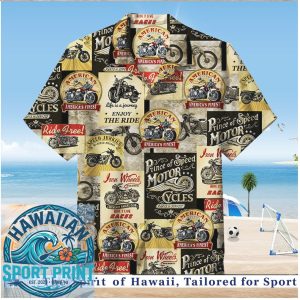 Vintage American Motorcycle Ride Free Classic Retro Biker Hawaiian Shirt