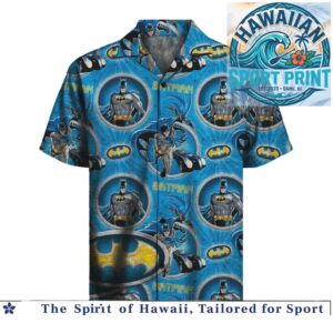 Vintage Batman Classic Comic Superhero Logo Hawaiian Shirt