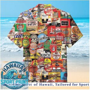 Vintage Beer Brands Logos Brewery Drinking Summer Hawaiian Shirt