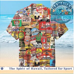 Vintage Beer Brands Logos Brewery Drinking Summer Hawaiian Shirt