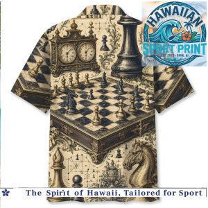 Vintage Chess Board Knight Clock Pattern Hawaiian Shirt