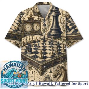 Vintage Chess Board Knight Clock Pattern Hawaiian Shirt