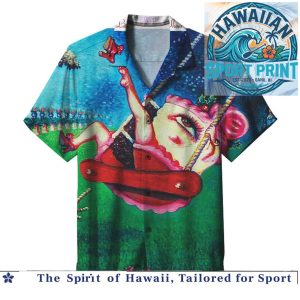Vintage Circus Pin Up Girl Swings Artistic Tropical Summer Hawaiian Shirt