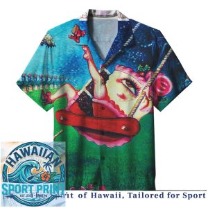 Vintage Circus Pin Up Girl Swings Artistic Tropical Summer Hawaiian Shirt