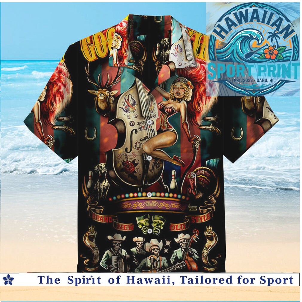Vintage Circus Pinup Girl Jazz Music Western Collage Hawaiian Shirt Vintage Circus Pinup Girl Jazz Music Western Collage Hawaiian Shirt