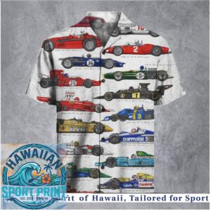 Vintage Formula 1 Racing Cars Retro Motorsport Hawaiian Shirt