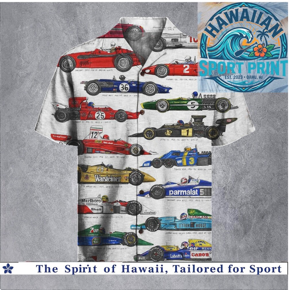 Vintage Formula 1 Racing Cars Retro Motorsport Hawaiian Shirt Vintage Formula 1 Racing Cars Retro Motorsport Hawaiian Shirt