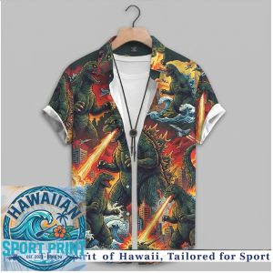 Vintage Godzilla Kaiju City Destruction Hawaiian Shirt