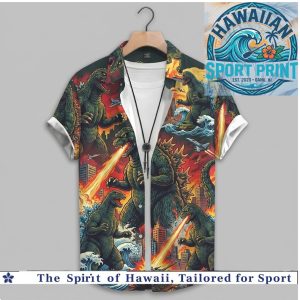Vintage Godzilla Kaiju City Destruction Hawaiian Shirt