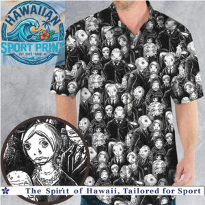 Vintage Gothic Manga Creepy Sketch Dark Art Hawaiian Shirt
