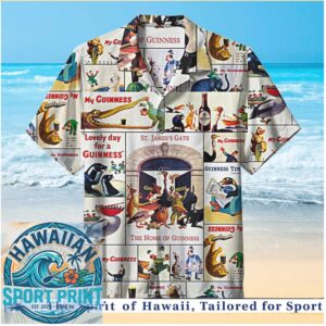 Vintage Guinness Beer St. James's Gate Irish Brand Hawaiian Shirt