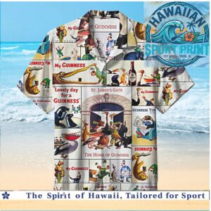 Vintage Guinness Beer St. James's Gate Irish Brand Hawaiian Shirt