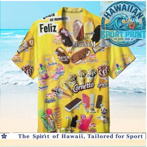 Vintage Ice Cream Magnum Cornetto Summer Beach Tropical Hawaiian Shirt
