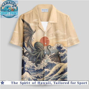 Vintage Kraken Sea Monster Great Wave Retro Nautical Hawaiian Shirt