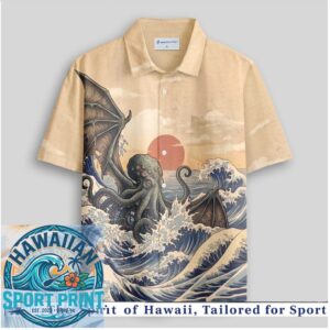 Vintage Kraken Sea Monster Great Wave Retro Nautical Hawaiian Shirt