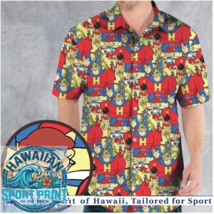 Vintage Mighty Superhero Retro Comic Action Cartoon Hawaiian Shirt