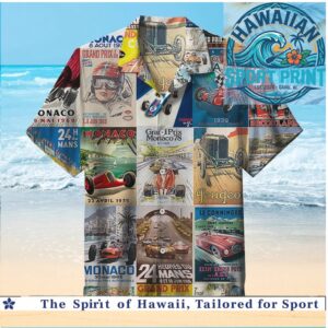 Vintage Monaco Grand Prix Racing Cars Retro Classic Hawaiian Shirt