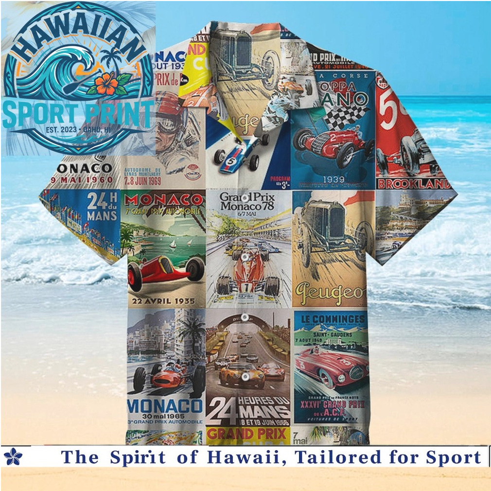 Vintage Monaco Grand Prix Racing Cars Retro Classic Hawaiian Shirt Vintage Monaco Grand Prix Racing Cars Retro Classic Hawaiian Shirt